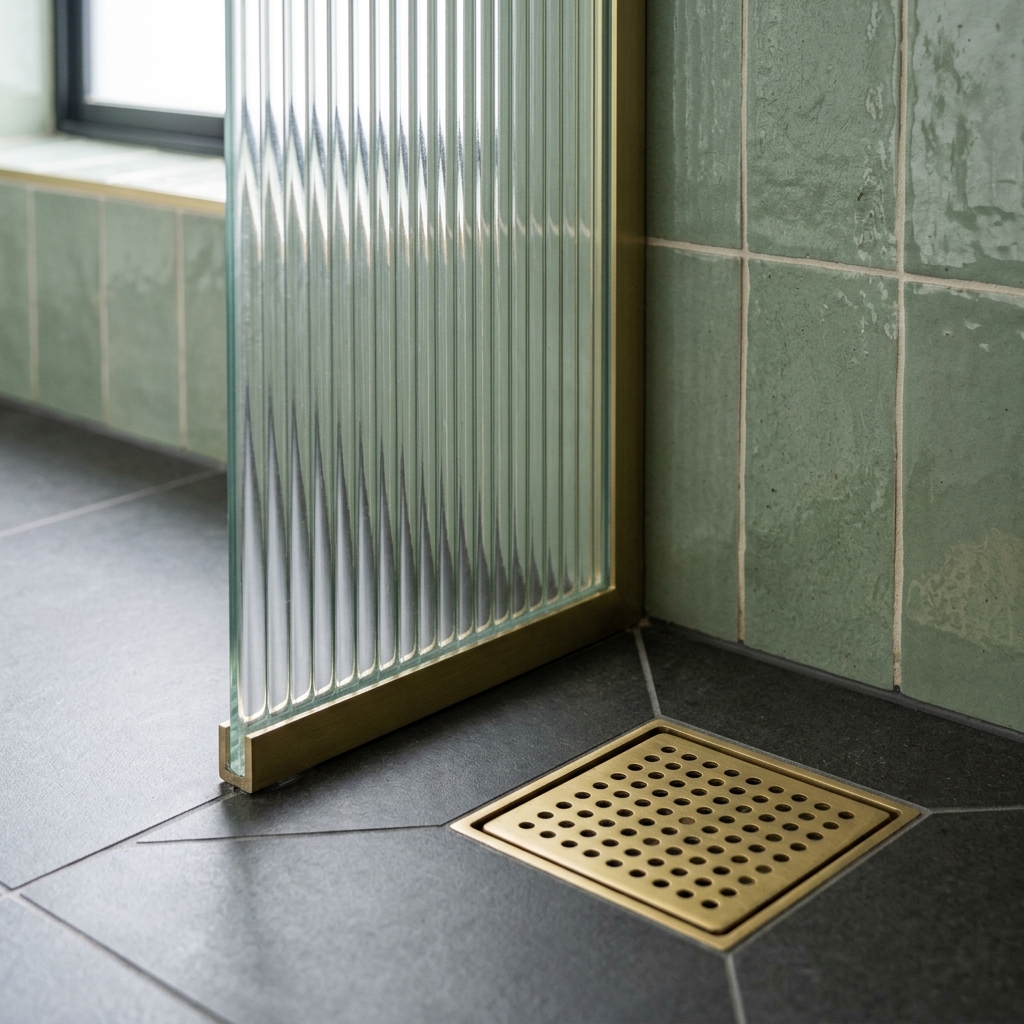 Safety Fluted Glass Shower Screen